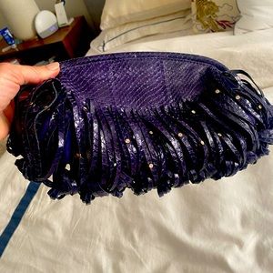 Katherine Kwel purple snakeskin clutch